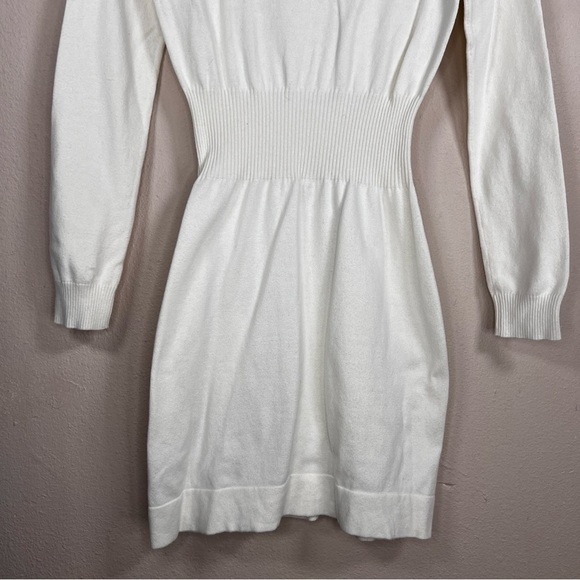 SMALL MNG IVORY WHITE KNIT SWEATER DRESS NEUTRAL SOFT LONG SLEEVE - Picture 6 of 8
